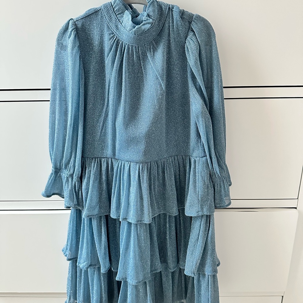 Janie and Jack Sparkling Blue Tiered Dress